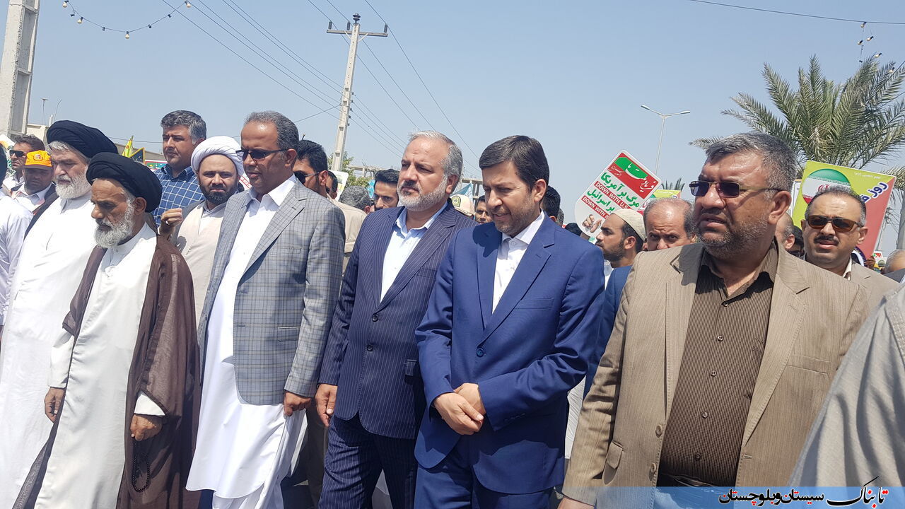 حضور استاندار سیستان و بلوچستان در مراسم راهپیمایی روز قدس در چابهار